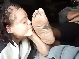 Young girl worship older fat feet