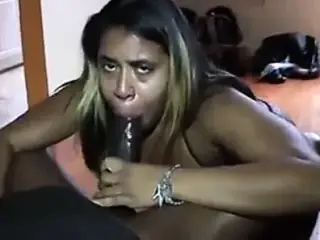 pretty ebony gives great blowjob to bbc