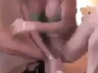 Big tits riding big dildo