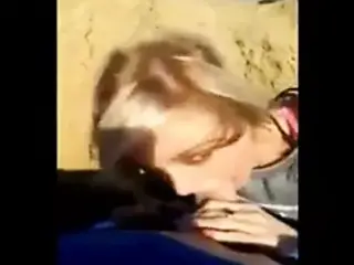 cute CFNM girl outdoor blowjob