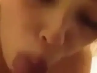 Big eye girl eating cum