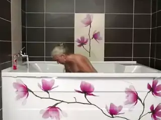 Old step mom takes young cock in bathroom