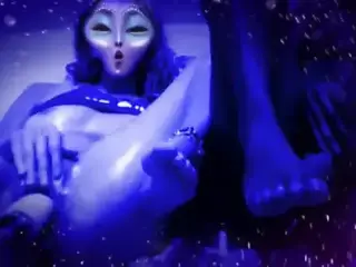 Cute Blue Alien Wet Pussy Fuck Machine