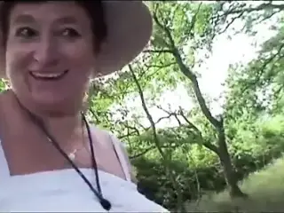 BBW Granny having fun in the forest