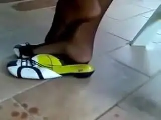 black pantyhose shoeplay