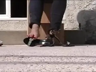 shiny shoes and bare feet,