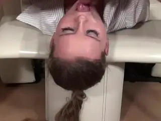 Business woman gets her face fucked