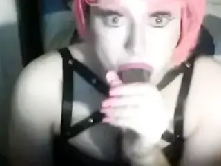 HUGE dildo deepthroat on webcam, LIKE A CHAMP