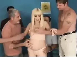 Preggo bitch gets gangbanged