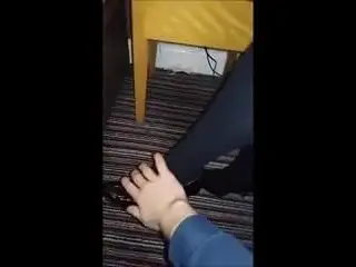Stroking wife's crossed legs