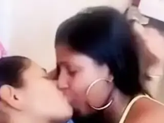 Sweet lesbian tongue kiss