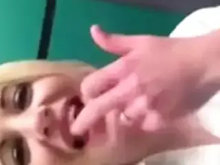 cute british girl fingers herself at work