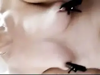 Mari rides with vibrating nipple clamps