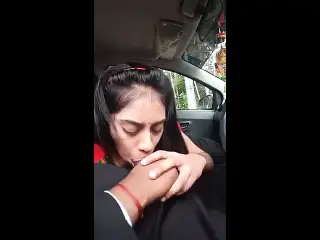 Indian Wife Blowjob in Car