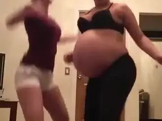 Sexy brunette preggo shows off