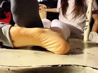 Grey socks with soles