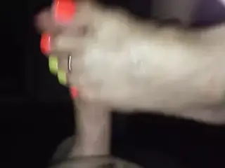 Multicolor footjob!