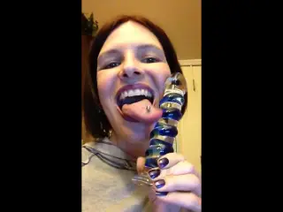 Long Tongue  Glass Dildo