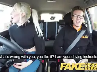 Fake Driving School lesson ends in squirting orgasm creampie