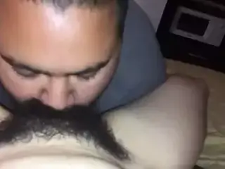 Black guy Eat's Very Hairy pussy