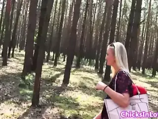 Outdoor euro amateurs having lesbian fun
