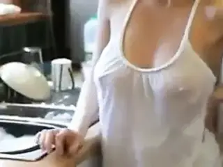 Washing the dishes