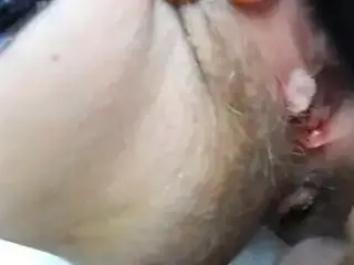fucking wife and spreading hairy pussy for cum