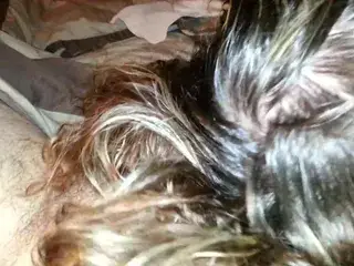 Hairjob cumshot from wife