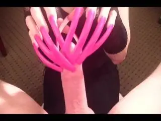 Handjob with long Nails