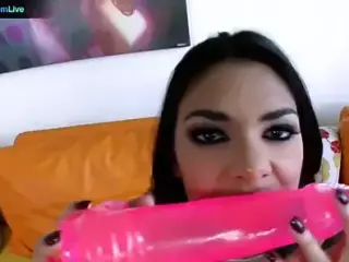 Sochee Mala talking dirty while fucking her pink dildo