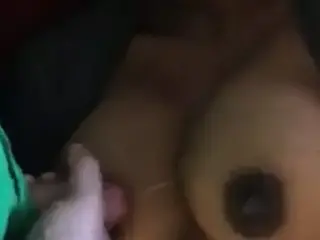 Cumming on the most perfect black breasts