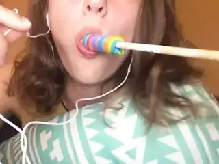 ASMR eating lollipop