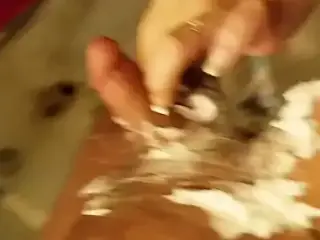 Baby girl shaves daddy