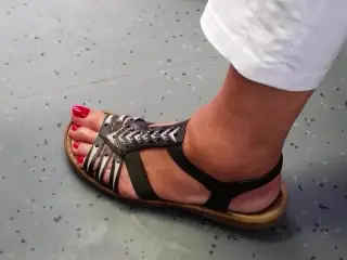 granny sexy long toes feet and rednails