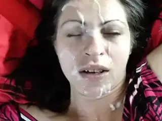 Milf takes a huge messy facial