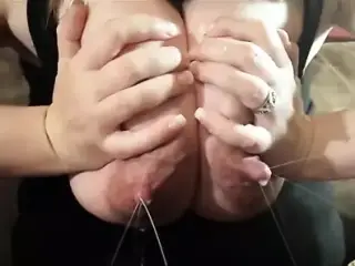 Lactate tit milking myself