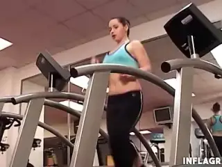 German Redhead Teen in Public Gym