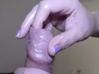 Edging his cock with sleeve