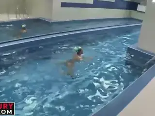 Cock hungry hottie seduces and bangs with her swimming coach
