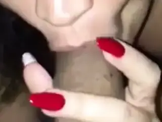 Sexy red nails on a BBC