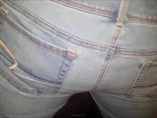 Cum on her American Eagles jeans ass.