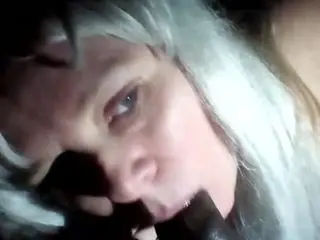 Dirty cum who're sucks black cock