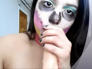 Ginger P Dirty Skull Colorful Face ,Dancing & Enjoying Dildo