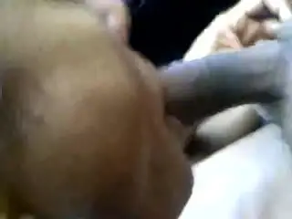 Coloured bitch sucks cock