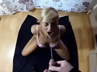 Blonde swallow piss