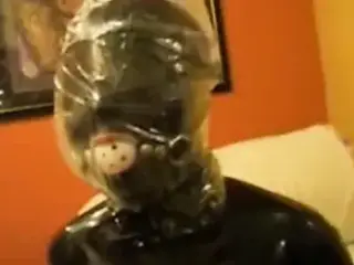 Latex bondage and plastic bag breathplay