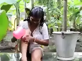 girl bath outdoor.mp4