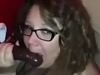 Married slut loves black glory hole cock