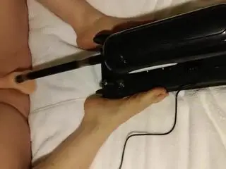 DD playing with her Christmas present, fucking machine.