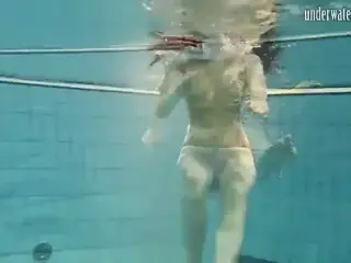 Teen loses her panties underwater